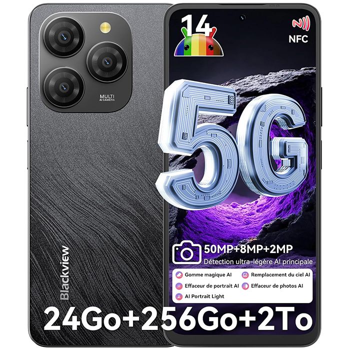 Smartphone - BLACKVIEW - Shark 9 - 256 Go - 8+16 Go RAM - 50MP • 5000mAh • 5G NFC