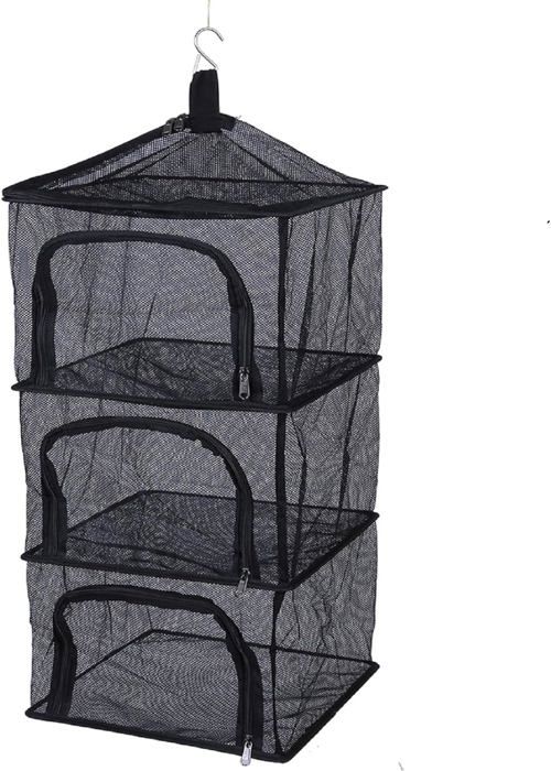 Séchoir Suspendu à 4 étages HENGBIRD - Pour Herbes, Légumes, Fruits, Pliable Avec Fermetures éclair