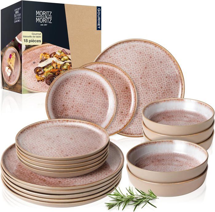 Service De Table 18 Pièces Moritz & Moritz TERRA Rose - Vaisselle Porcelaine 6 Personnes