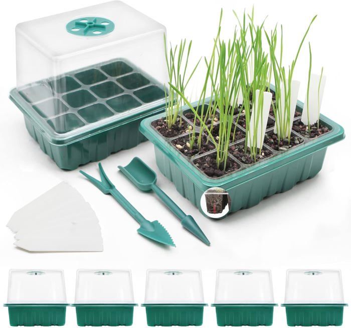Kit Germination Graines - 5 Plateaux Réutilisables En PP Alimentaire - Pour Pousses Soja, Haricot Mungo, Herbe à Chat - Sans Terre, Facile
