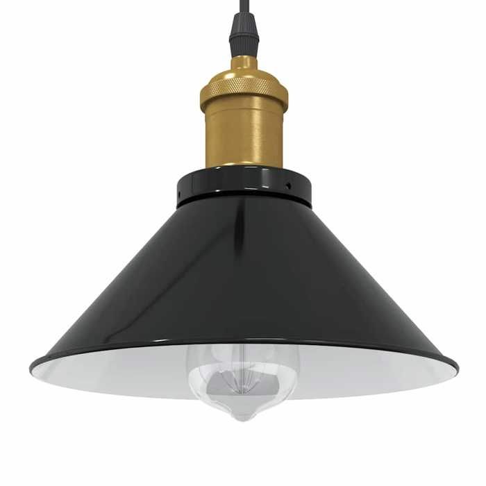 vidaXL Lampe suspendue réglable hauteur E27 noir brillant Ø22 cm métal éclairage suspendu éclairage suspendu de cuisine 4103443
