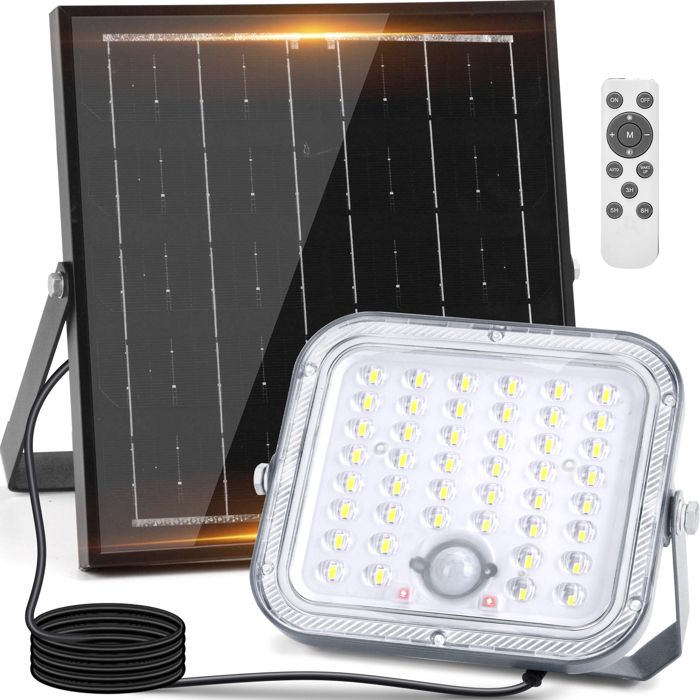 Aigostar Lampe Solaire Extérieur avec Détecteur de Mouvement 4000mAH Ultra Lumineux IP66 6500K