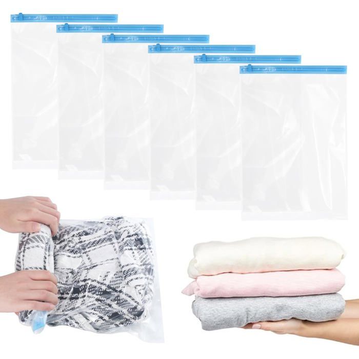 Sacs De Rangement Sous Vide MEIQIHOME - Lot De 16 - Roulables Sans Pompe - Gain De Place Vêtements Et Couettes