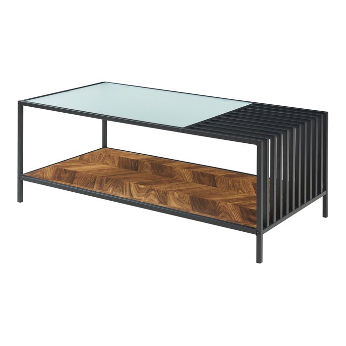 Table basse Pärghos 120 x 60 x 45 cm noir / effet chêne foncé