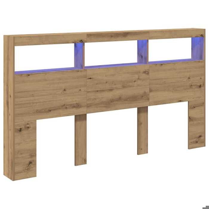 Armoire tête de lit - Panneau avec Rangement - avec LED chêne artisanal 180x17x102 cm(650582)ZLH