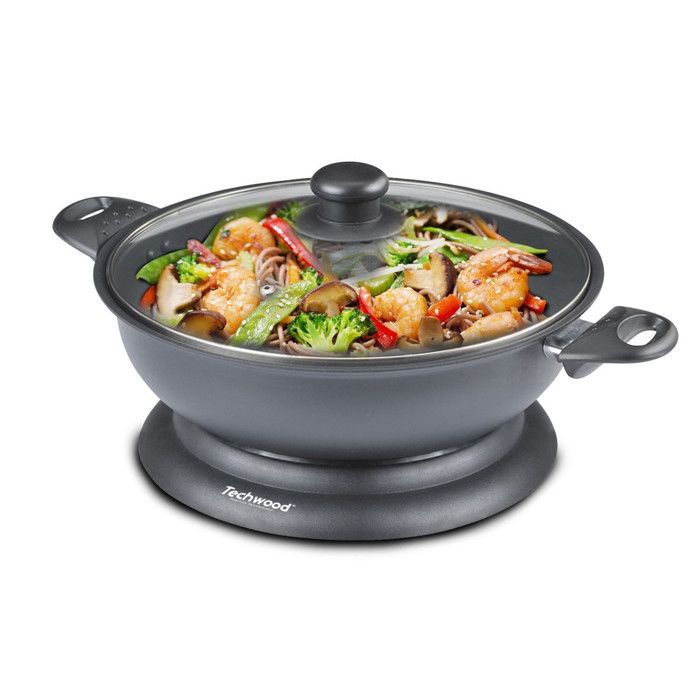 Tefal Multi Wok Électrique WO300010 - 1200W, Cuisson Saine Anti-Adhésif, Thermo-Spot, Thermostat Réglable, Couvercle Verre, Fabriqué En France