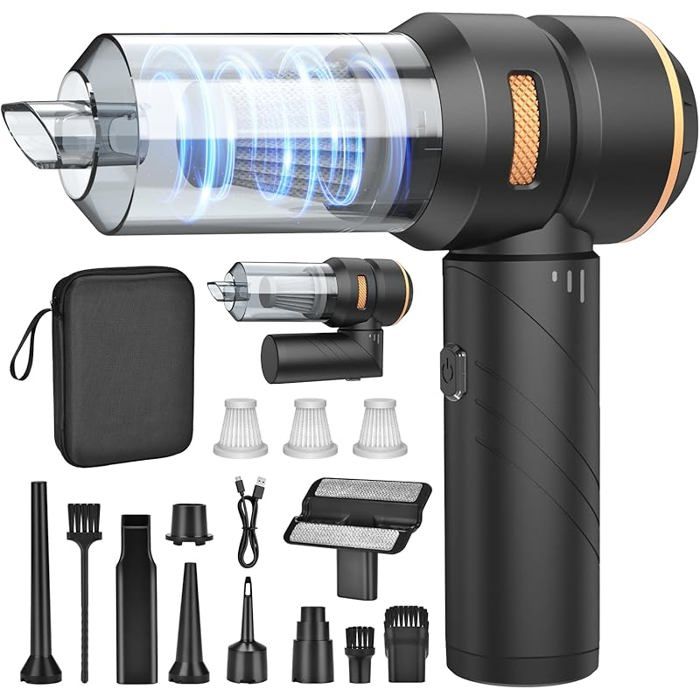 Nvkhg Aspirateur à Main Aspirateur Main Sans Fil 18000Pa - 3 Vitesses - Pour Voiture Et Maison - Rechargeable USB-C Aspirateur Moteur Sans Balais