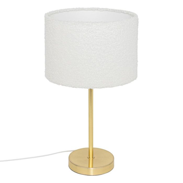Lampe dorée Tina abat-jour en bouclette Atmosphera