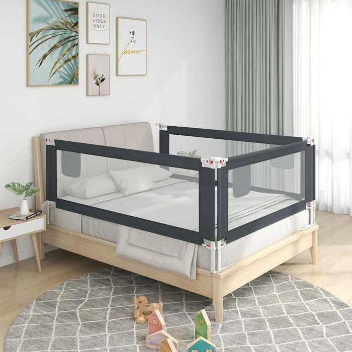 Barrière de lit enfant - vidaXL - Gris foncé - 90x25 cm - Polyester - Réglable