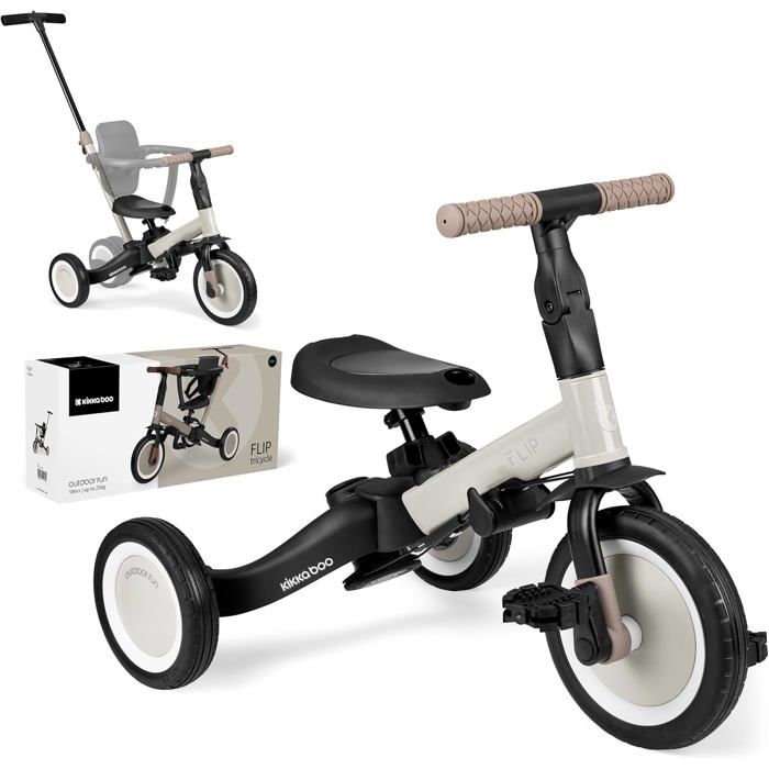 Tricycle Évolutif 5-en-1 pour Enfants, Barre de Poussée Ajustable, Capacité 20 kg, Poussette Canne Compacte avec Panier et Canopy, Lumières et Musique, Siège Pivotant Réglable (Blanc