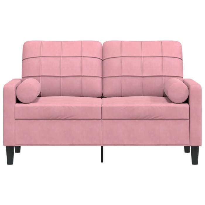 Canapé rembourré 2 places - VIDAXL - Velours - Rose - 137x77x80 cm - Oreillers décoratifs - Moelleux - Accoudoirs