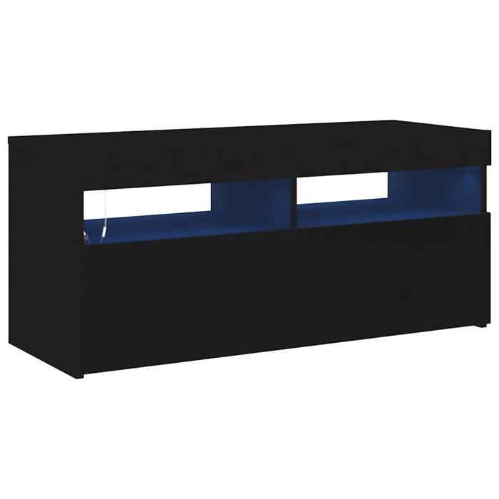 “Winter SaleTOP Armoire TV classique Noir - Meuble TV avec lumières LED noir 90x35x40cm PRO28831