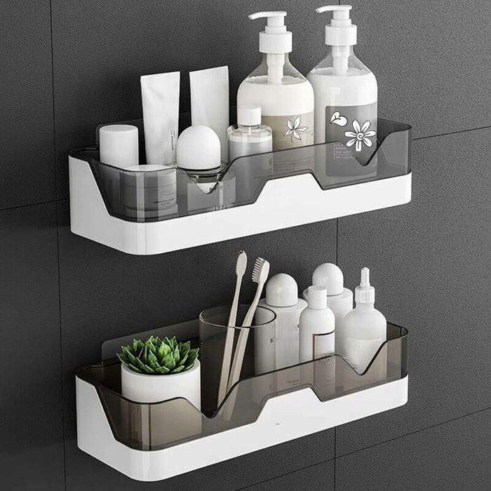 Étagères de douche sans perçage - ZOR® - Lot de 2 - 28 5x6 2x11 cm - Gris - Polypropylène - Charge max 7 kg Étagères de douche sans perçage - ZOR® - Lot de 2 - 28 5x6 2x11 cm - Gris - Polypropylène - Charge max 7 kg