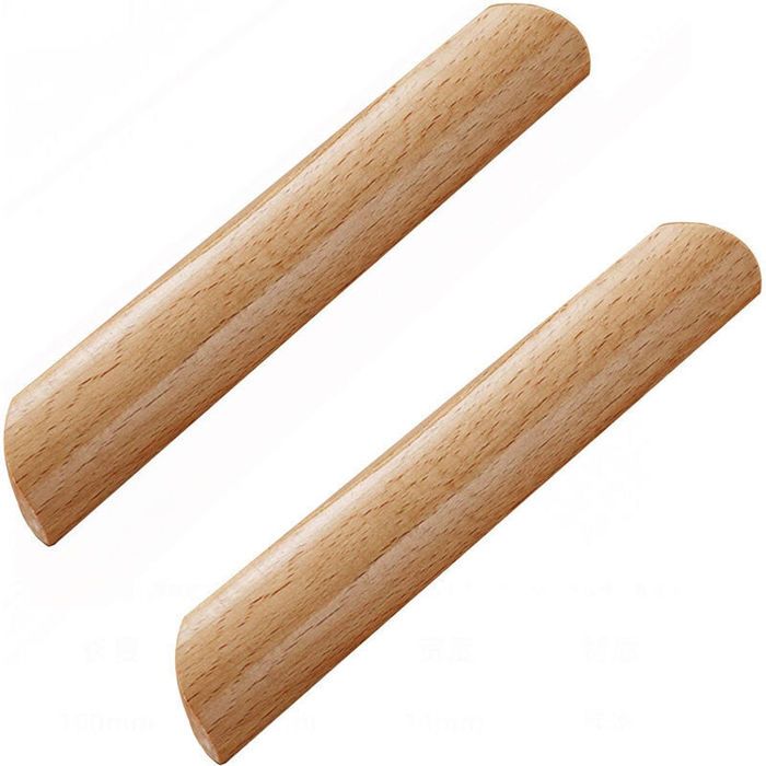 Poignées de placard en bois - PZCC - Lot de 10 - Forme éventail - Entraxe 160 mm - Bois hêtre