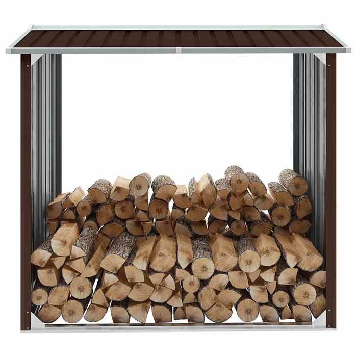 Marron Abri de stockage de bois Acier galvanisé 172x91x154 cm Marron - Range-bûches H17900