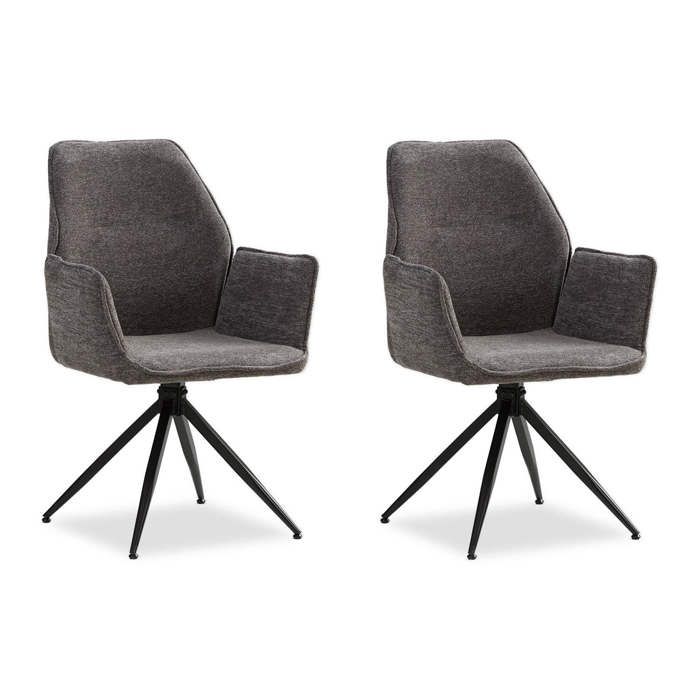 Chaise rembourrée Laine chenille grise Lot de 2 pivotant avec accoudoirs Cuisine Salle à manger Bureau Chaise rembourrée Laine chenille grise Lot de 2 pivotant avec accoudoirs Cuisine Salle à manger Bureau
