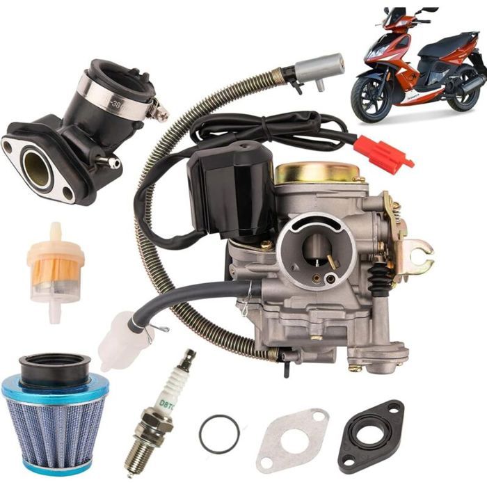 Kit carburateur standard carburateur PD18J avec collecteur dadmission pour scooters et cyclomoteurs Gy6 4T 139QMB 49cc/50cc com
