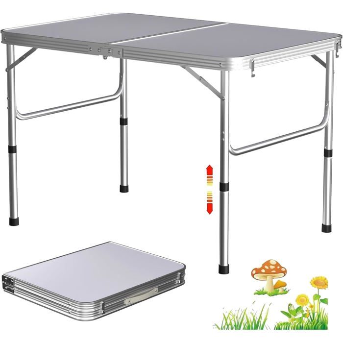 Table de Camping Pliante Pop-up 3 Pieds Portable - 2 Hauteurs Réglables 67/37 cm - Pour Intérieur et Extérieur