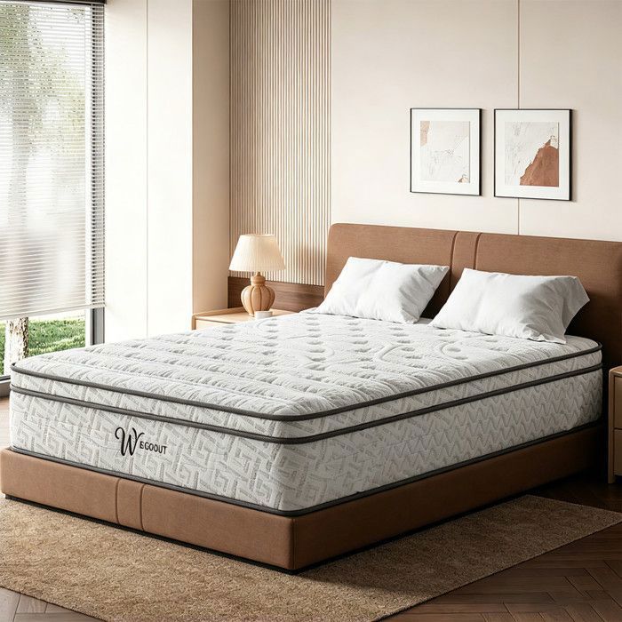 Matelas 140x190 cm Épais 30 cm Mousse et Ressorts Haute Densité Soulage Douleurs Dos Sommeil Indépendant Hypoallergénique