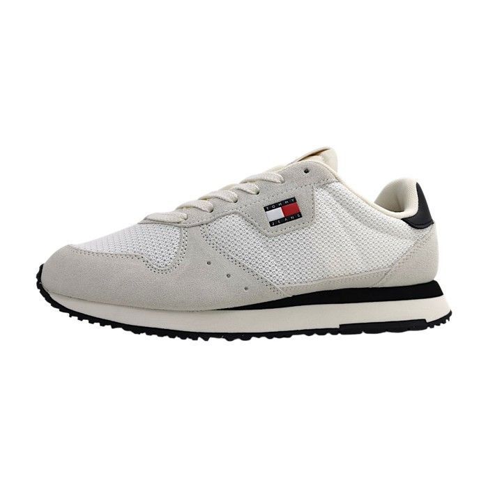 Hommes Tommy Hilfiger chaussure à lacets sportive Eva Runner Textile Lacets Plat - écru/noir Hommes Tommy Hilfiger chaussure à lacets sportive Eva Runner Textile Lacets Plat - écru/noir