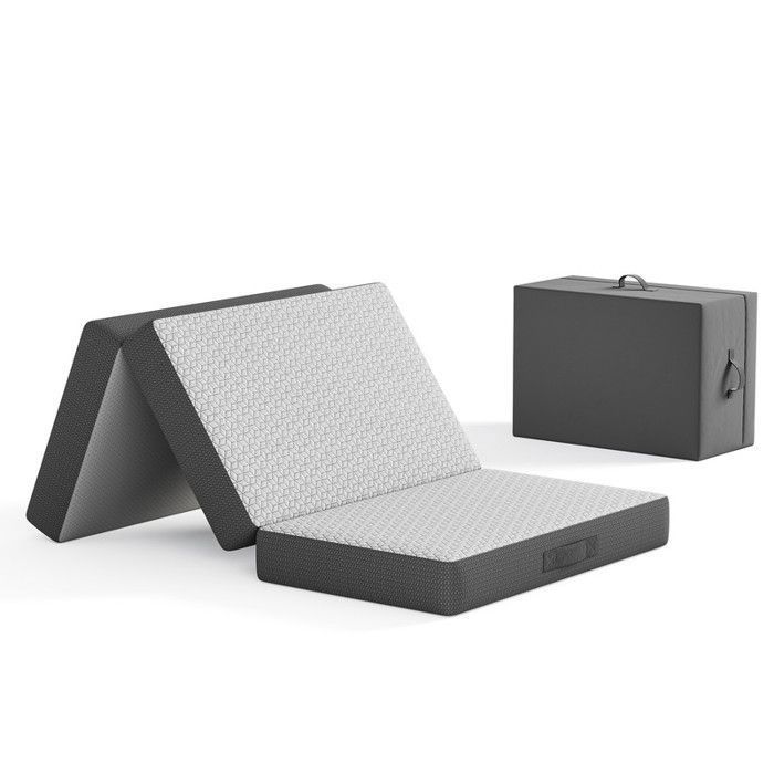 Vesgantti Matelas Pliable 140x190x15cm avec Sac de Transport Mousse à Mémoire de Forme Gel pour Camping Voyage Voiture Invités