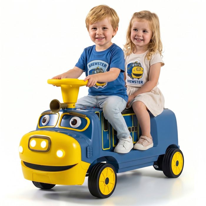 COSTWAY 12V Train Porteur Électrique Enfant 2 Places avec Volant Siège Réglable et Espace Dissimulé Musique 60 kg Bleu COSTWAY 12V Train Porteur Électrique Enfant 2 Places avec Volant Siège Réglable et Espace Dissimulé Musique 60 kg Bleu