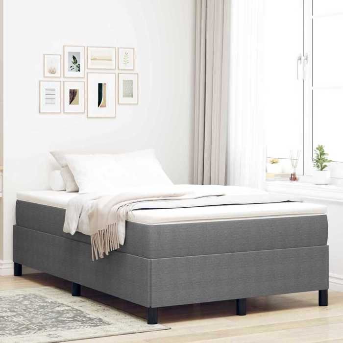 Lit Box Spring - MAISON EXCLUSIVE - 120 x 200 cm - Velours côtelé gris clair - Cadre à lattes - Pattes noires