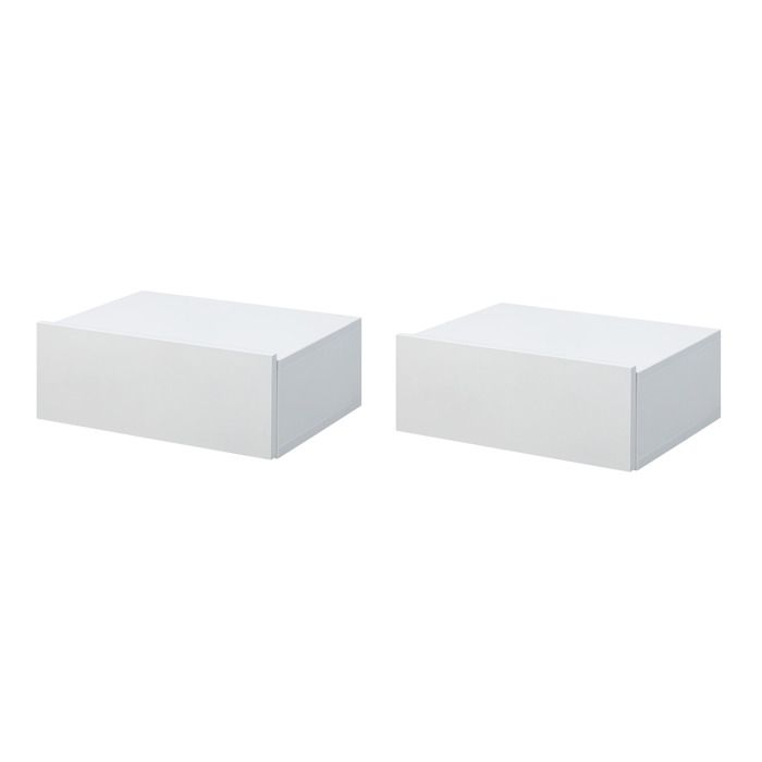 Table de chevet suspendue - Meuble de nuit mural - Lot de 2 - Blanc - 40 x 30 x 15 cm - Pour le salon et la chambre - EUJIGSHOP