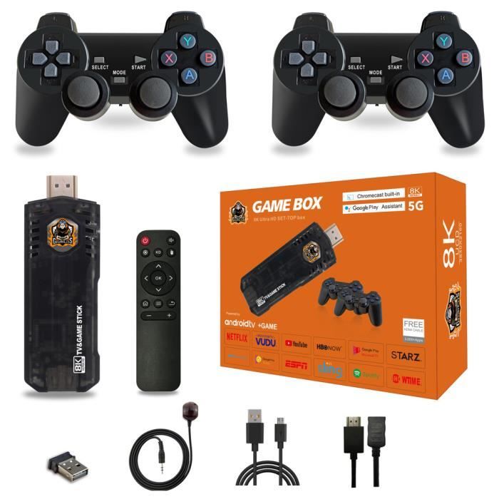 BIGFOX Console vidéo 32 Go Console sans fil USB Game Stick Mini Contrôleur rétro HD Sortie HDMI 3500 jeux gratuits avec deux pilotes sans fil 2,4 g