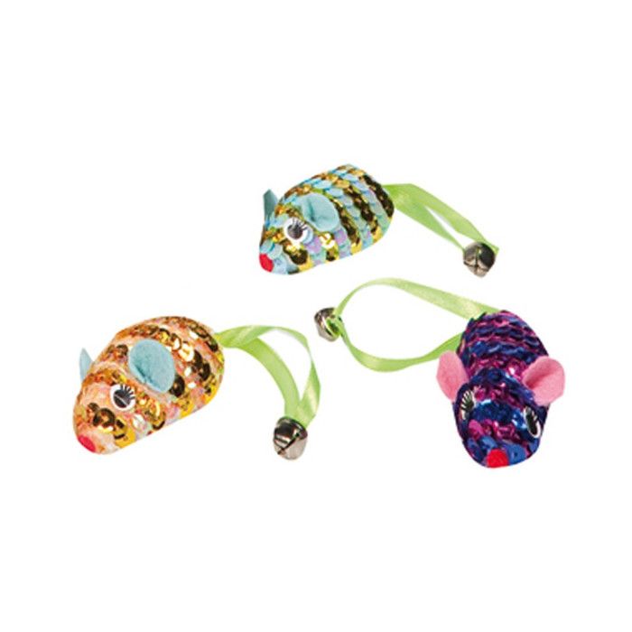 Meilleurs prix pour lot de 3 Souris mousse spiral avec grelot 6.5 cm jouet pour chat - animallparadise