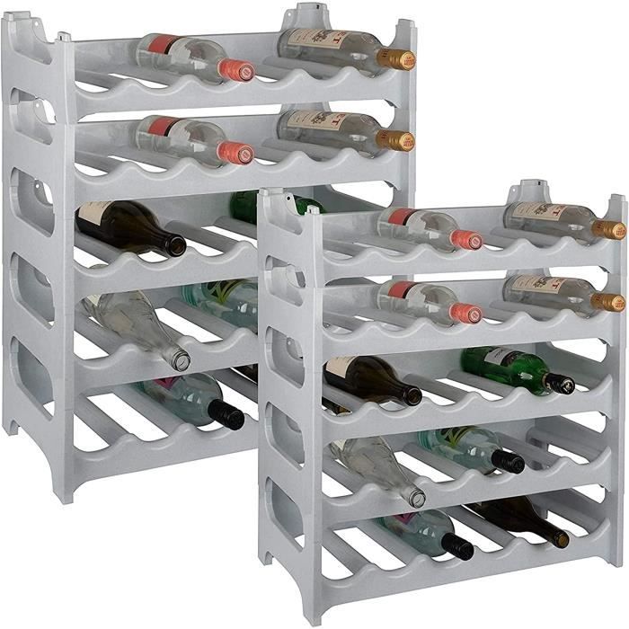 étagère à bouteilles modulable artecsis 60 bouteilles 60x28x132 cm (lxlxh) – cave à vin en plastique, gris granite - range