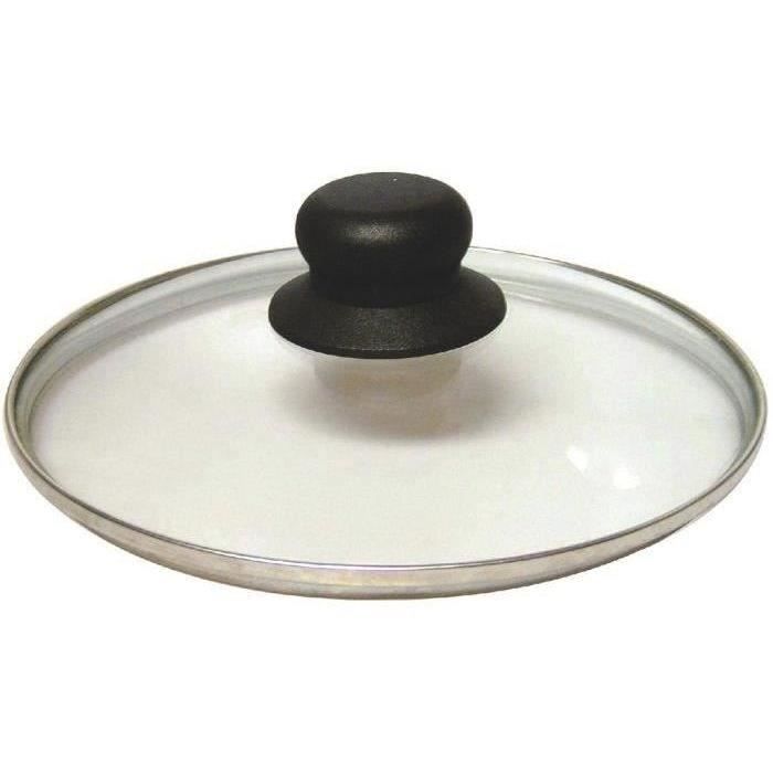 BAUMALU - Couvercle verre - 24 cm - bouton bakélite - trou vapeur
