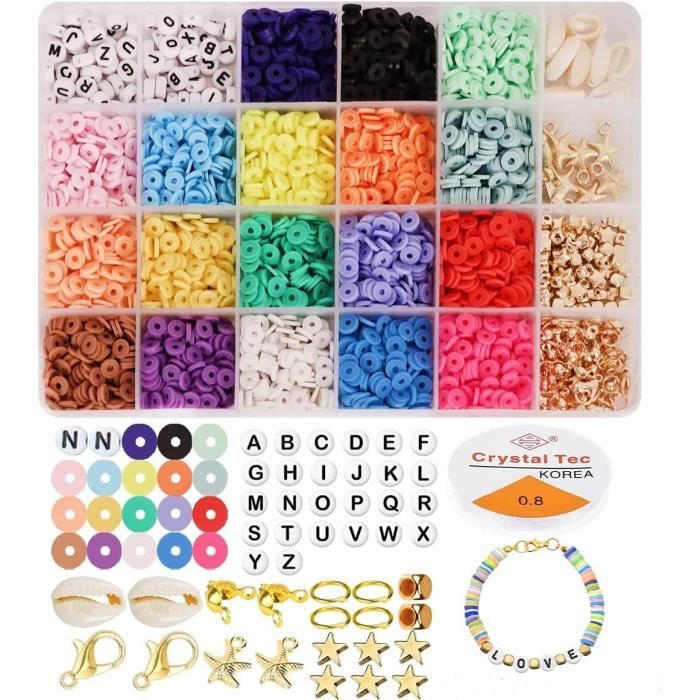 5000 Pièces Perles pour Bijoux DIY Bracelet Coloré, Perles Heishi