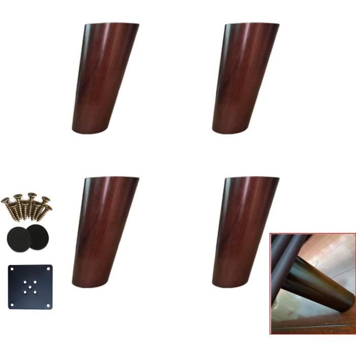 MARGOT 3700527853758 Cottage Conique Lot de 4 Pieds de sommier Bois Noir Hauteur 15 cm