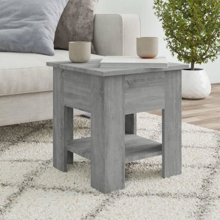 Table D'appoint Et LED Gris Béton 40x40x30 Cm Bois D