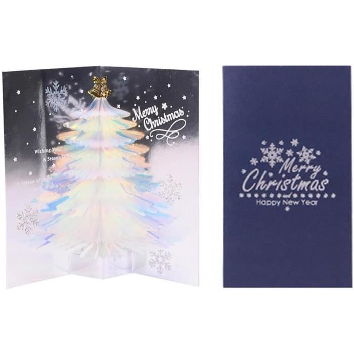 Carte De Vœux 3D En Forme De Sapin De Noël Étincelant Avec Enveloppes