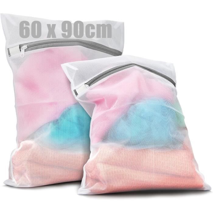 Lot De 2 Filets à Linge Machine à Laver - 60x80 Cm - Fermeture éclair Cachée - Pour Rideaux, Tapis, Manteaux