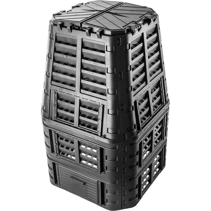 Composteur Jardin DEUBA 380L - Bac Compost Noir écologique Avec Trappe