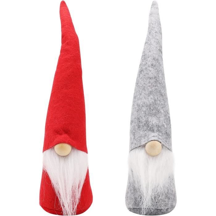CD2pcs Gnome Noel Lutin de Noel Suédois Peluche 30 cm de Haut Felt