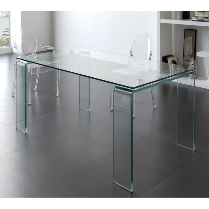 Table De Salle A Manger En Verre Design Ice L 160 X P 90 X H 75 Cm Transparent Achat Vente Table A Manger Seule Table De Salle A Manger En Cdiscount