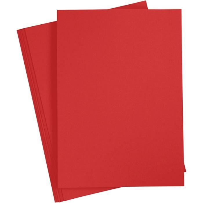 Papier cartonné 220 g - Format A4 - 10 feuilles Rouge