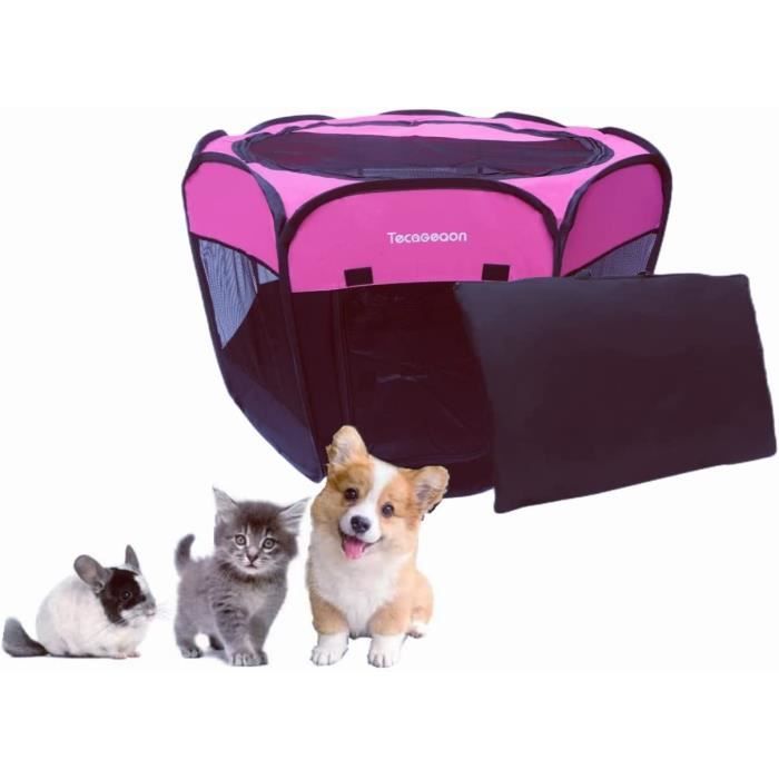 Parc Portable Pliable pour Animaux de Compagnie, Cage pour Chat, Tente pour Animaux de Compagnie et Chiot (Rose, L
