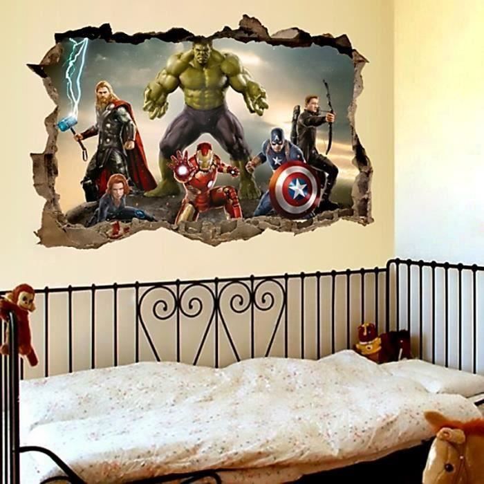 Dessin Animé Film Avengers Stickers Muraux Pour Enfants Chambres Décor À La  Maison 3D Effet Stickers Muraux Hh31111 - Cdiscount Maison
