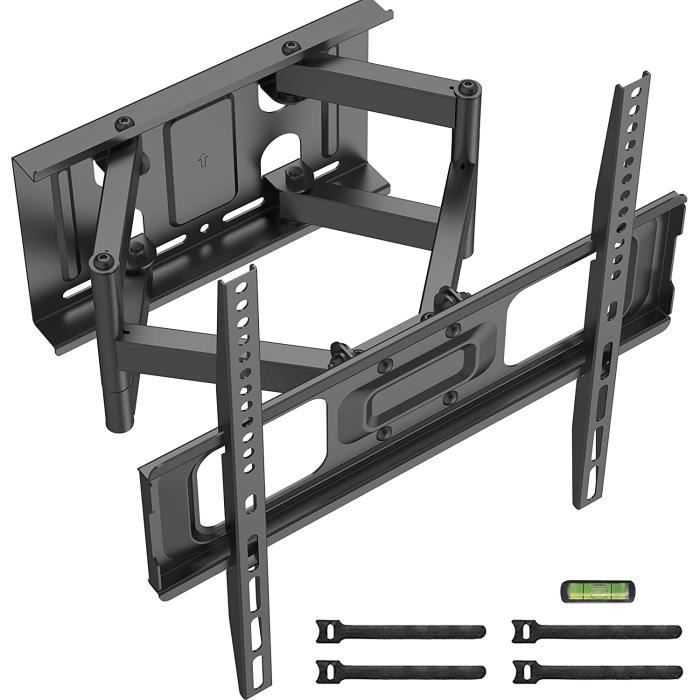 Support TV Sol AOKCOS Pour TV Plat Et Incurvé 32 à 70 Pouces - Hauteur Et Angle Réglables, 3 Étagères - Jusqu'à 40 Kg - Noir