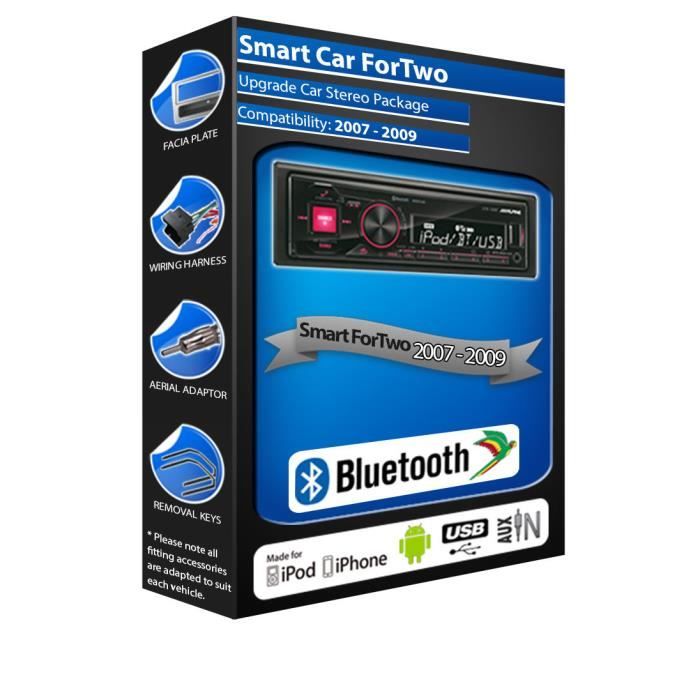 Smart Car Fortwo Alpine UTE-200BT Bluetooth Handsfree kit Car mechless stereo