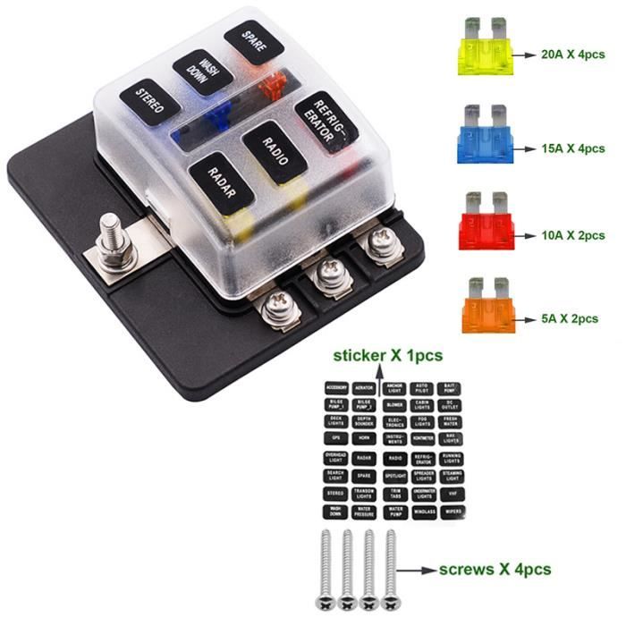 Joinfworld MRBF Bloc De Fusibles De Batterie 300 A 58 V CC Avec Fusible De Batterie Marine à Goujon De 5/16" Et Capuchon étanche Pour Bateau, Camion
