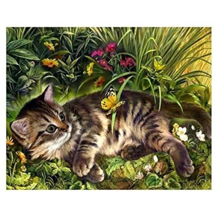Diy 5d Diamond Painting Animal Chat Et Papillon Strass Complet Point De Croix Diamant Mosaique Ronde 25x30cm 461 Cdiscount Beaux Arts Et Loisirs Creatifs