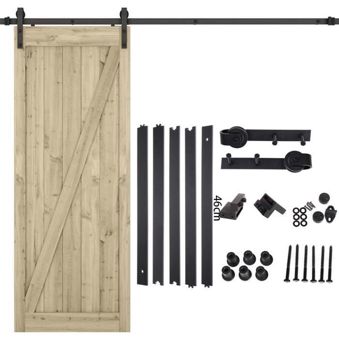 U-Do 2.3M Quincaillerie Kit de Rail Roulettes Poulies en acier avec rail de support pour porte coulissante de grange chambre salle