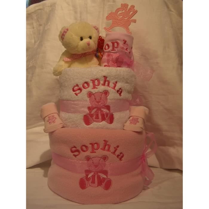 Gateau De Couches 2 Niveau Rose Personnalise Bebe Fille Panier Bebe Douche Cadeau Couverture Nounours Bavoir Chaussures Serviette Cdiscount Puericulture Eveil Bebe