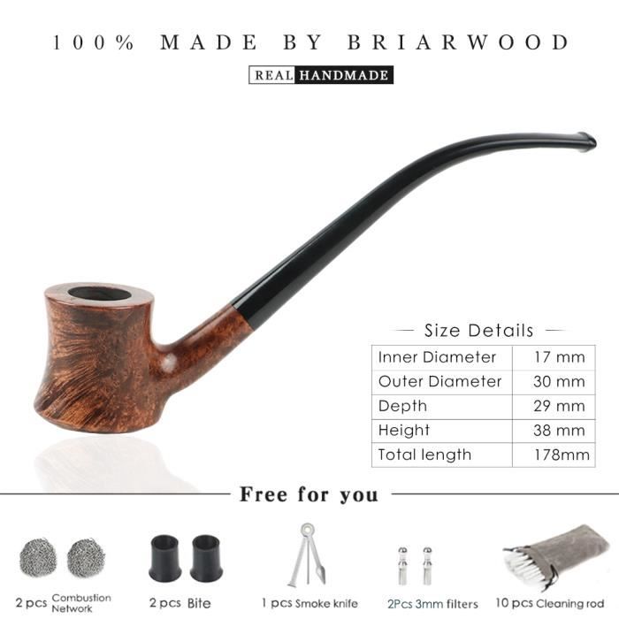 Support Pipe à Tabac En Bois Massif Avec Fente Métal - Porte-pipe Démontable 12x8cm